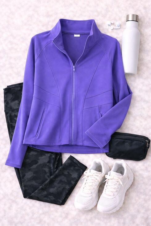 Titin Tops - TITIN Women's Zip Up Athletic Jacket Athleisure Activewear Gym Sporty Purple XL